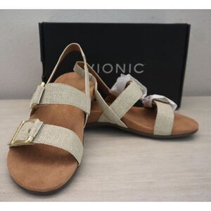Vionic Women's Sz 7.5W Oatmeal/Beige Synthetic Reese Slingback Sandals